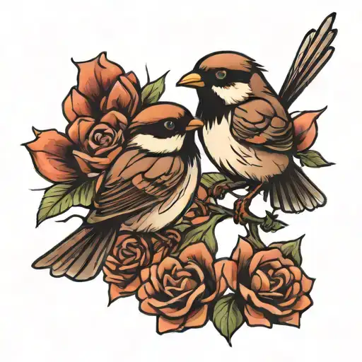 sparrows flying tattoo design idea