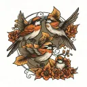 sparrows flying tattoo design idea