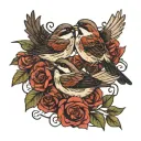 sparrows flying tattoo design idea