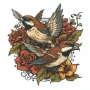 sparrows flying tattoo design idea