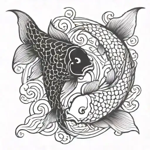 yin yang koi fish tattoo design idea