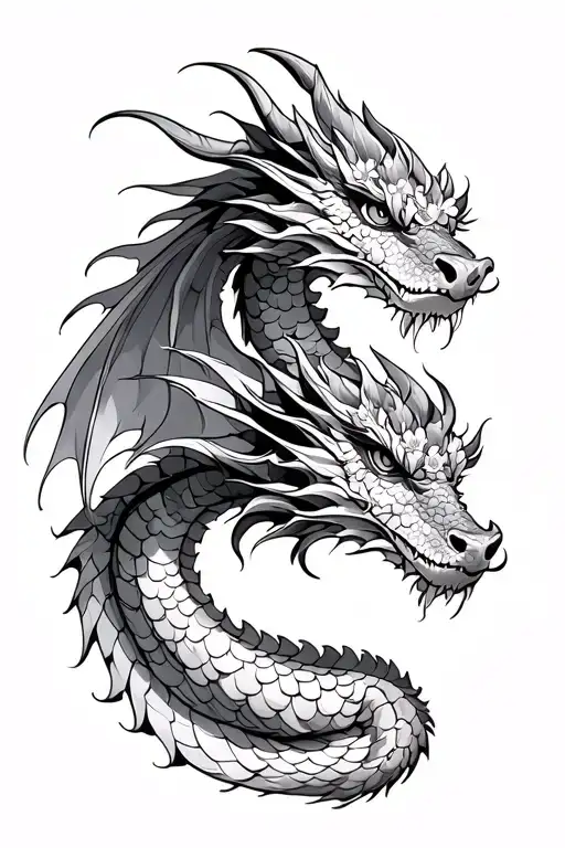 Dragon with small flowers scales High details of wings tattoo design idea