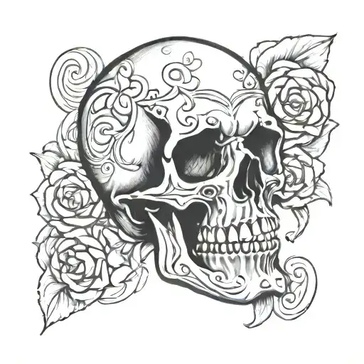 Depression Skull tattoo design idea