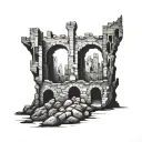 ruined castle tattoo design idea