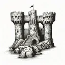 ruined castle tattoo design idea