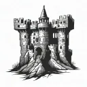 ruined castle tattoo design idea