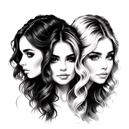 Sisters blonde brunette tattoo design idea