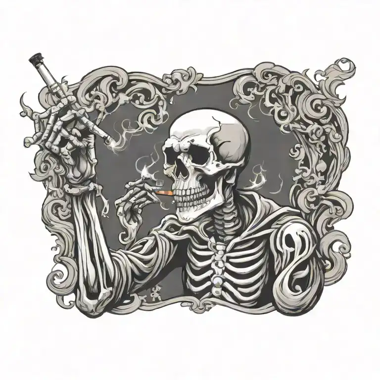 smoking skeleton man tattoo design idea