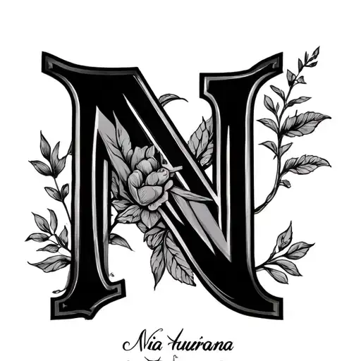 "Nia Aubrianna" Nebraska N letter tattoo design idea