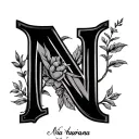 "Nia Aubrianna" Nebraska N letter tattoo design idea