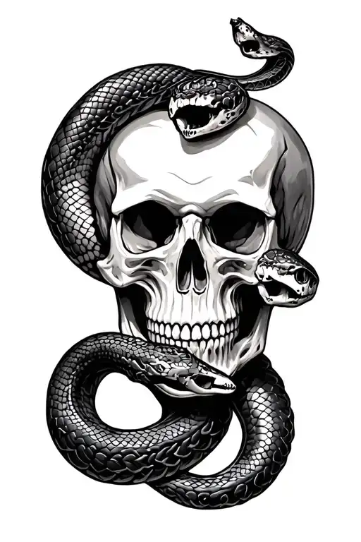 Christian skulls and snakes tattoo design idea