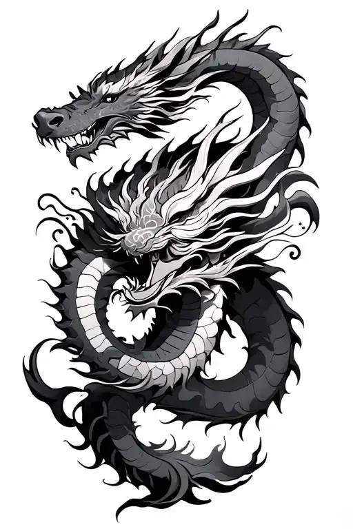 chinese culture with dragons and chinese warrior tattoo design idea