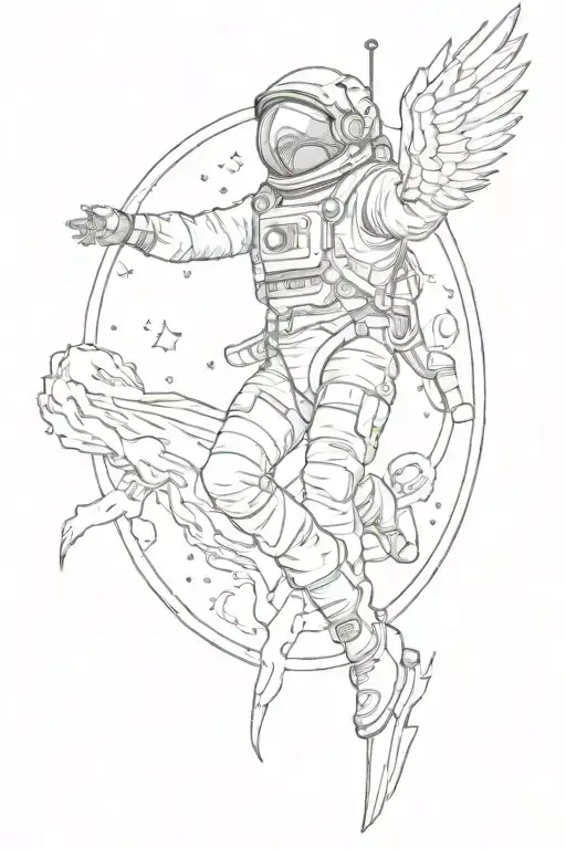 Icarus falling but Icarus is an astronaut tattoo design idea