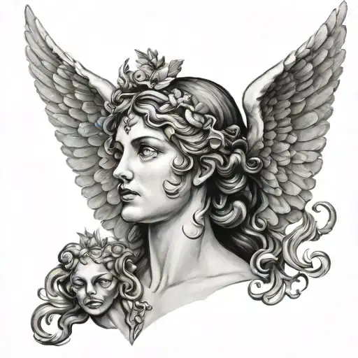 eros & psyche Greek goddess tattoo design idea