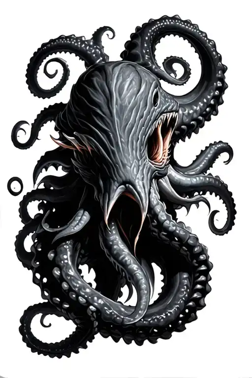 Kraken with many tentaci tattoo design idea
