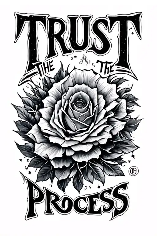 somethink of Live line , write "Trust the process" tattoo design idea