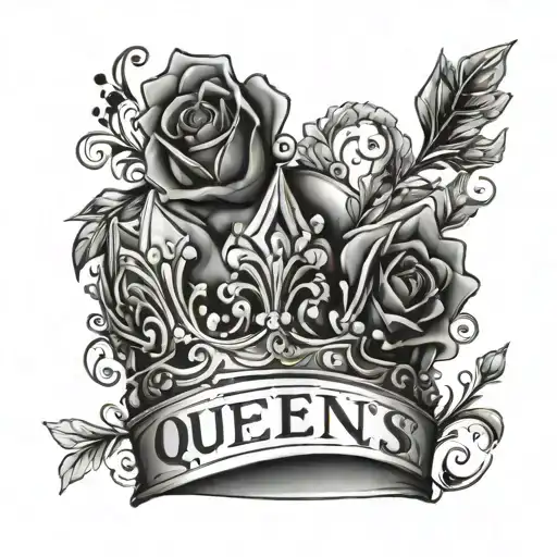 queens crown with wedding dates incorporated tattoo design idea