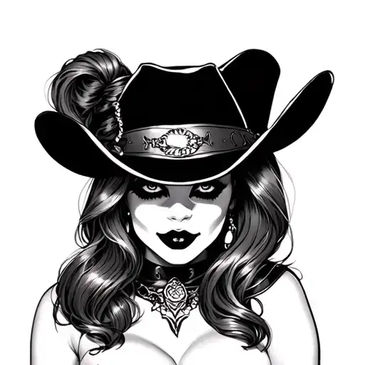 Harley Quinn as a sexy cowgirl tattoo design idea