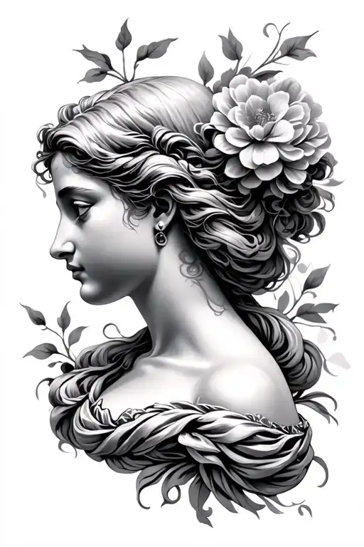 aphrodite side profile tattoo design idea