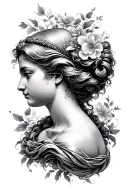 aphrodite side profile tattoo design idea