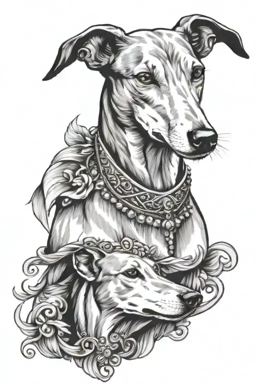sicilian inspired greyhound tattoo design idea