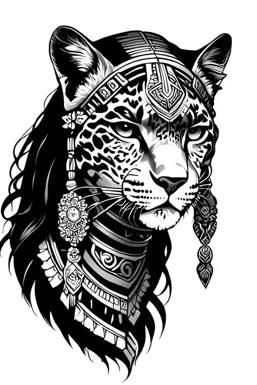 jaguar princess Aztec warrior tattoo design idea