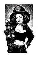 Betty Davis pinup as firefighter traditional tattoo design idea