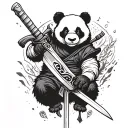 ninja panda bear with a sword emerging tattoo design idea