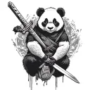 ninja panda bear with a sword emerging tattoo design idea