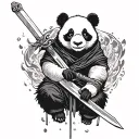 ninja panda bear with a sword emerging tattoo design idea