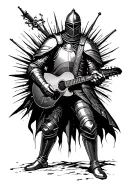 knight with guitar tattoo design idea