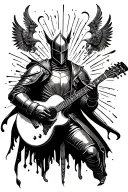 knight with guitar tattoo design idea