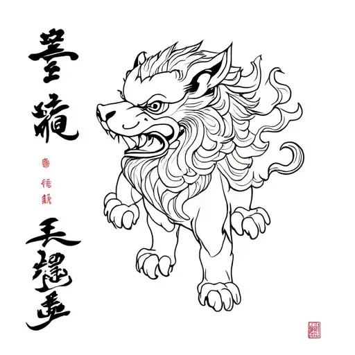 chinese guardian lion tattoo design idea