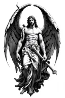 st michael killing lucifer tattoo design idea