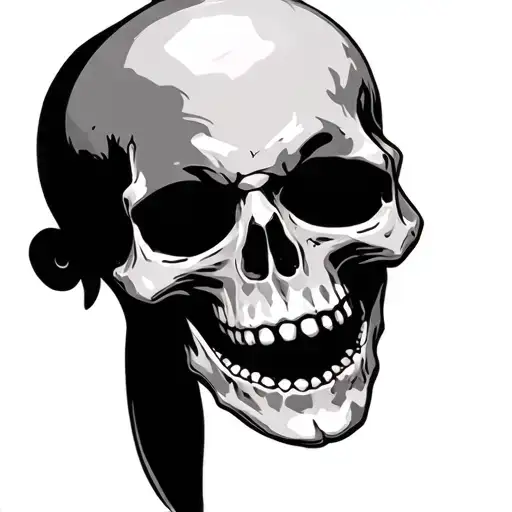 pirate skull side view open mouth tattoo design idea