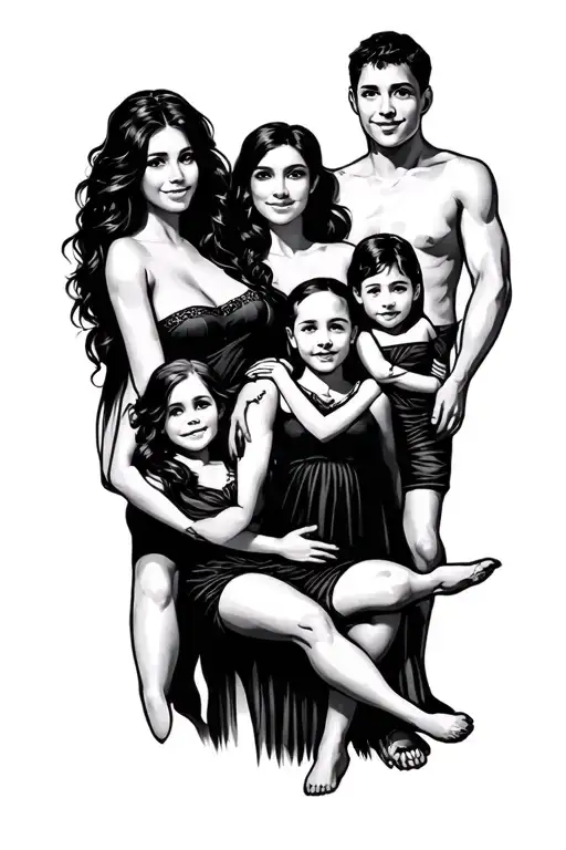 family of 5 tattoo design idea