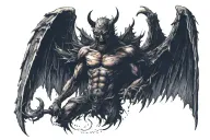 devil with spread wings tattoo design idea