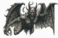 devil with spread wings tattoo design idea