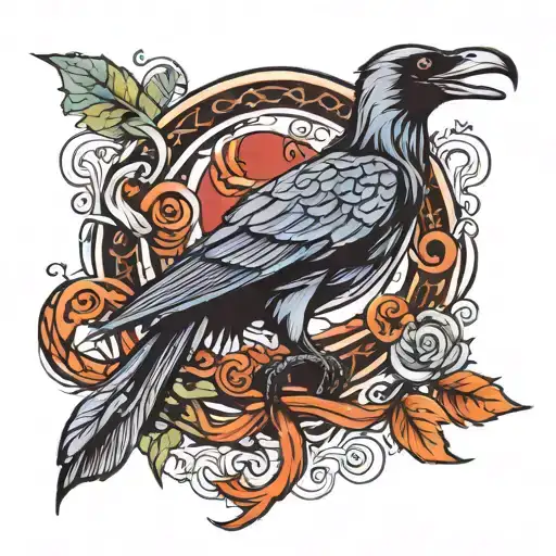 raven wolf dragon snake intertwined tattoo design idea