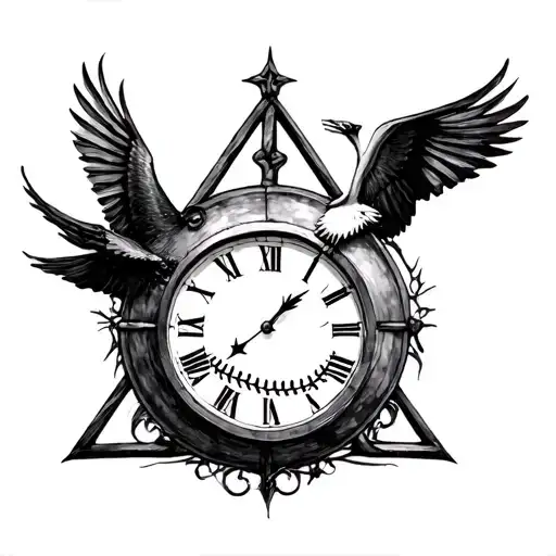 harry potter deathly hallows; baseball; Salvador Dali clocks; Stephen hawking time tattoo design idea