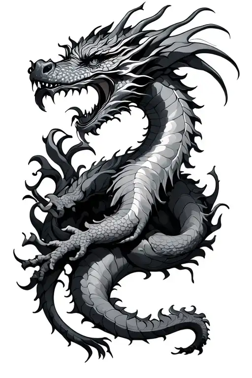 dragon wrapped around swird tattoo design idea