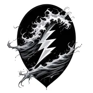 wave lighting bolt tattoo design idea
