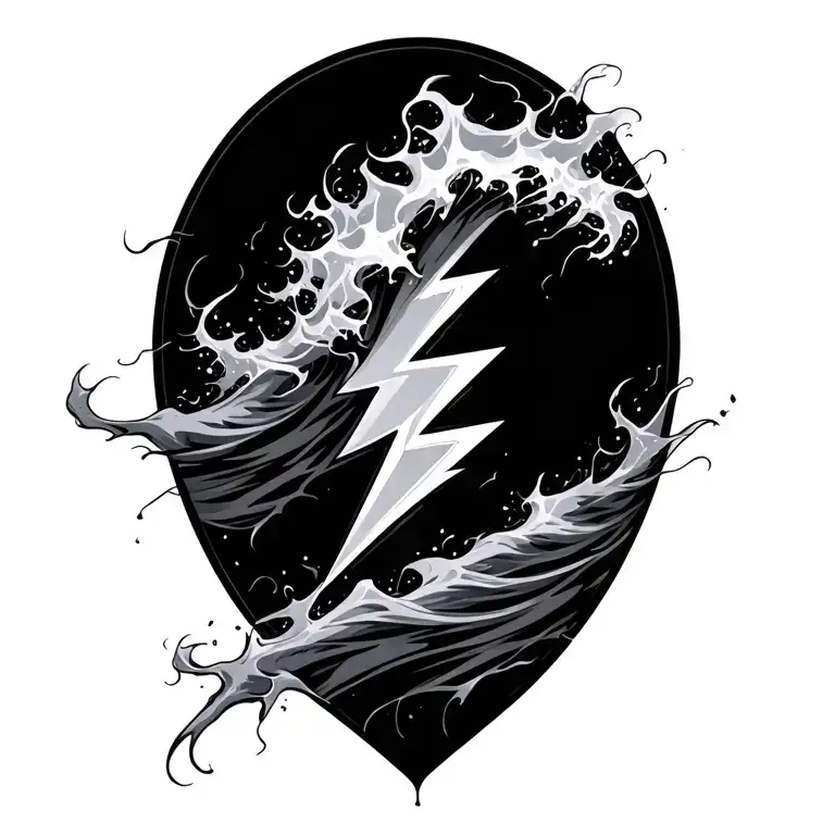 wave lighting bolt tattoo design idea