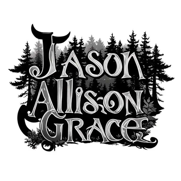 "Jason Allison Grace" moonlight forest scene tattoo design idea
