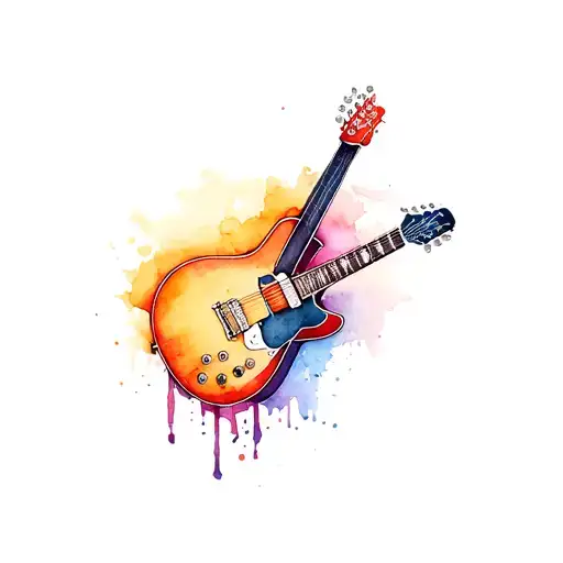 Guitar Memorial tattoo design idea