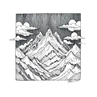 mountains clouds tattoo design idea