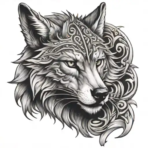 wolf aries warrior tattoo design idea