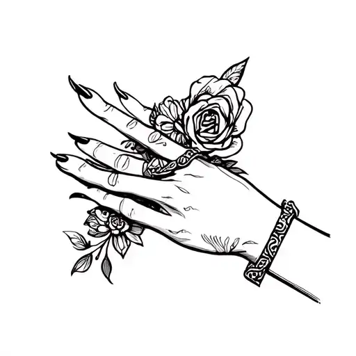 Gucci pattern filler tattoo for hand reaching tattoo design idea