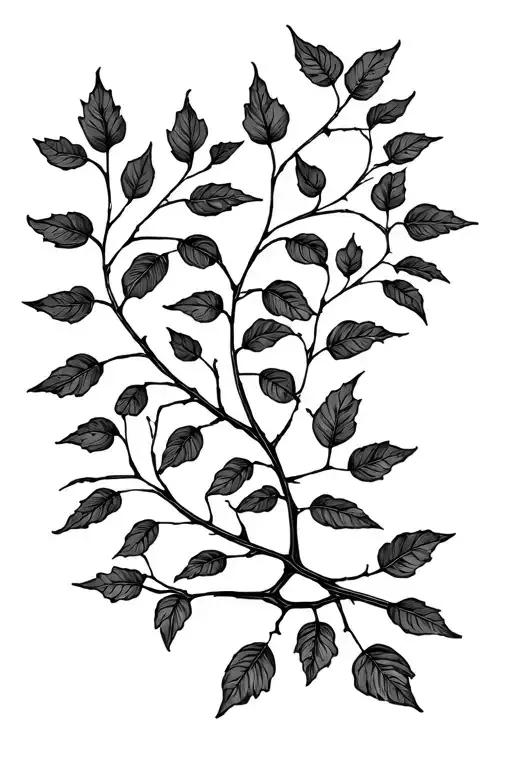 pointy leaves on a vine long to go on my forearm and not to many leaves but make the vine really long with thorn for arm tattoo design idea
