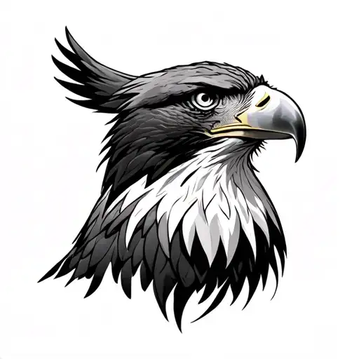 eagle, hawk and falcon head tattoo design idea